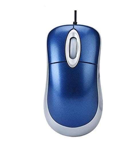 USB Mini Optical Scroll Wheel Mouse with Retractable Cable for PC/Laptop - PLUG & PLAY & Windows 10 compatible - Easily installed with ANDROID & MAC devices (BLUE)