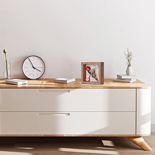 2 Packs 5x5 Shadow Box Frame with Linen Back - Sturdy Rustic Memory Display Case of Flower, Pictures, Medals and More, Rustic Brown