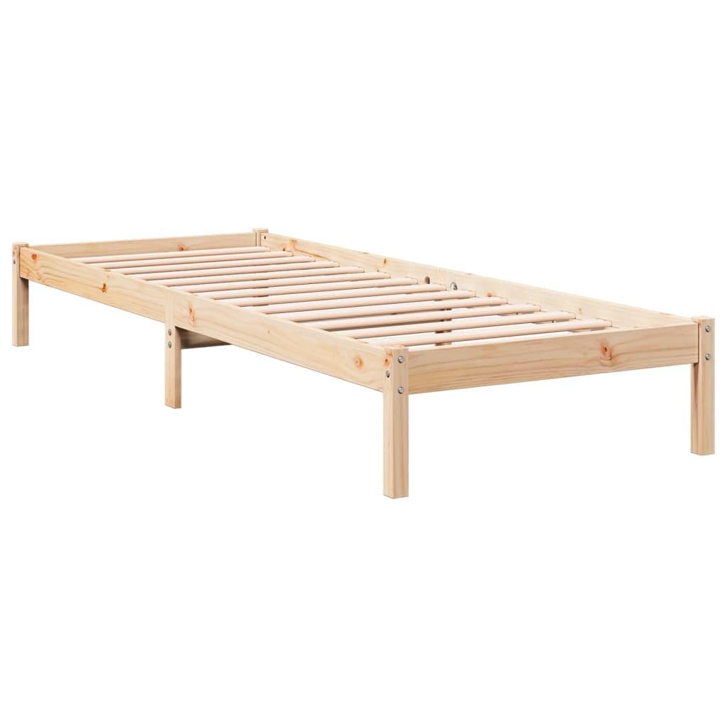 vidaXL Solid Pine Wood Extra Long Bed Frame 100x210 cm - Single Bed with Sturdy Legs and Slats, No Mattress - Ideal for Bedroom