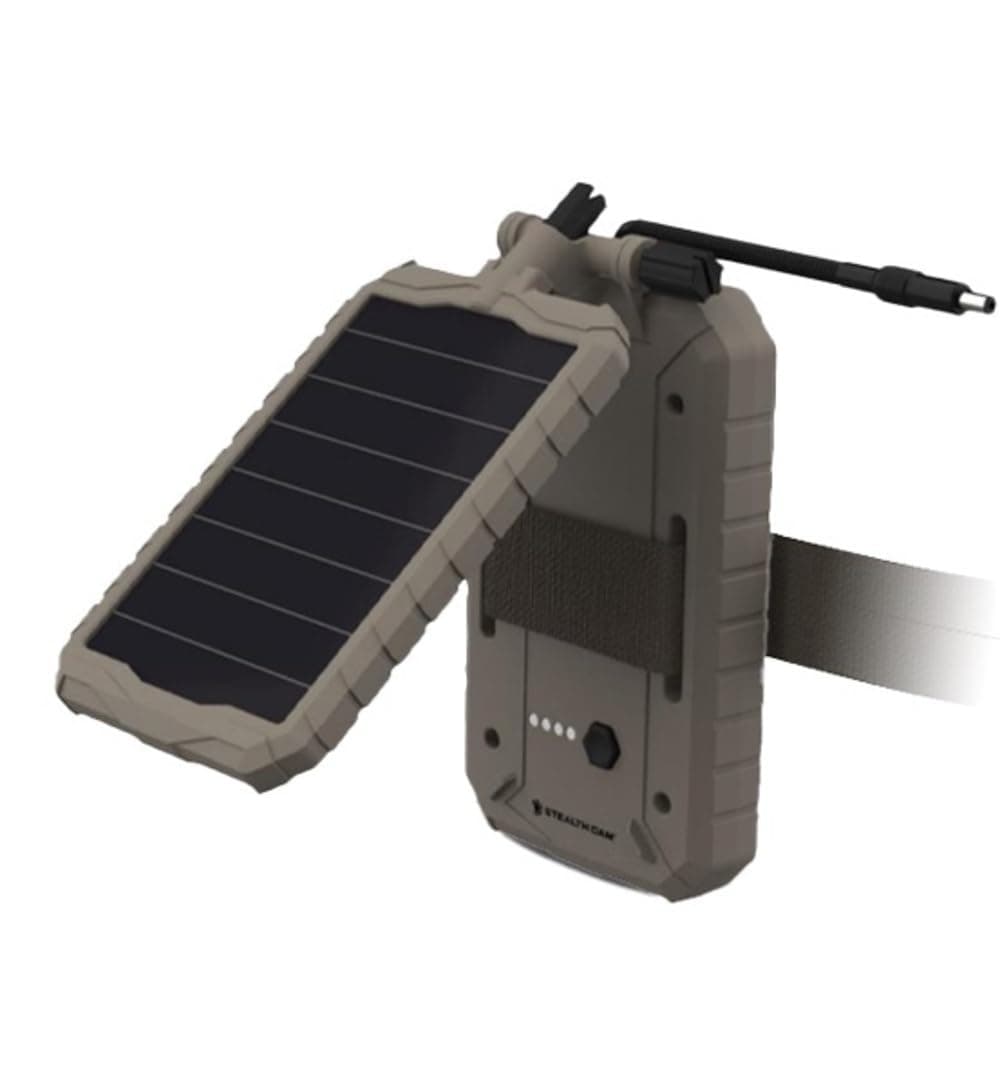 Stealth Cam Durable Sol-Pak Solar Battery Pack, 12V Solar Power Panel, Rechargeable Battery & 10ft Insulated Cable, Compatible with All Wireless/Cellular Trail Cameras - 5000 mAh