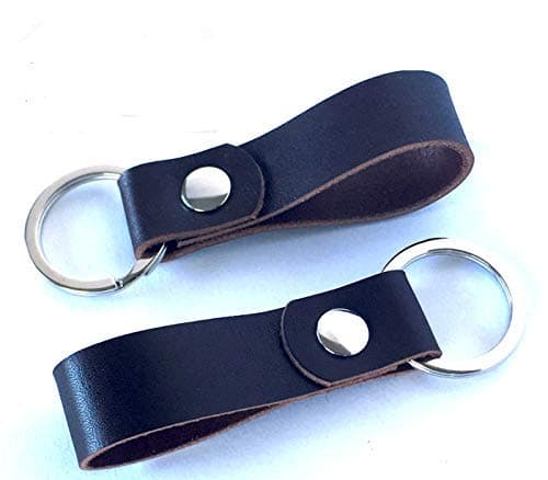 Leather Key Ring - Key Chain - Key Ring - Key Holder Hand Crafted with Genuine Leather. Perfect for Extra Car, Home, or Office. Choose Color and Size (Dark Brown - Pack of 2)