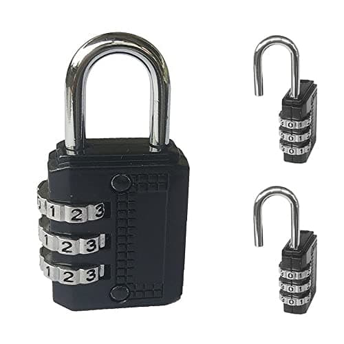 Lotatheta 2 pcs Black Resettable 3 Dial Digit Combination Password Padlock Code Lock for Suitcase Luggage Travel Backpack Baggage
