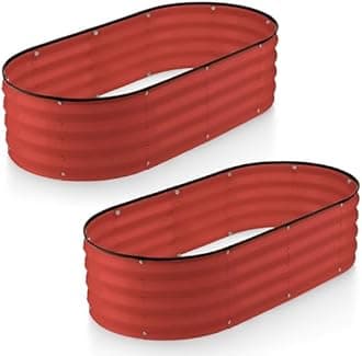 Galvanized Raised Garden Beds Outdoor // 4×2×1 ft (2-Pack) Planter Raised Beds for Gardening, Vegetables, Flowers // Large Metal Garden Box (Red) // Patented Tool-Free Design