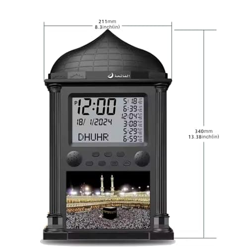Azan Clock, Muslim Athan Wall Clock Alarm with LCD Display, Digital Azan Clock for Home/Office/Mosque-Ramadan Eid Gifts (Black)
