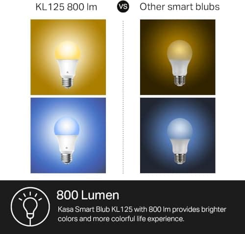 Kasa Smart Light Bulbs, Full Color Changing Dimmable Smart WiFi Bulbs Compatible with Alexa and Google Home, A19, 60W 800 Lumens,2.4Ghz only, No Hub Required, 2-Pack (KL125P2), Multicolor