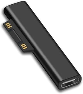 Surface Connect to USB C Charging Adapter (Basic Black, Connector only, 1 Pack), Compatible for Microsoft Surface Pro 7/6/5/4/3 Go 1/2 Laptop 4/3/2/1, Works with 45W 15V3A USBC Power Supply