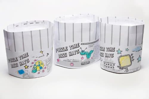 Bizzi Chef's Hat, Pre-Folded Coloring Sheet, Tall Chef's Hat (Case of 600, 3 Designs)