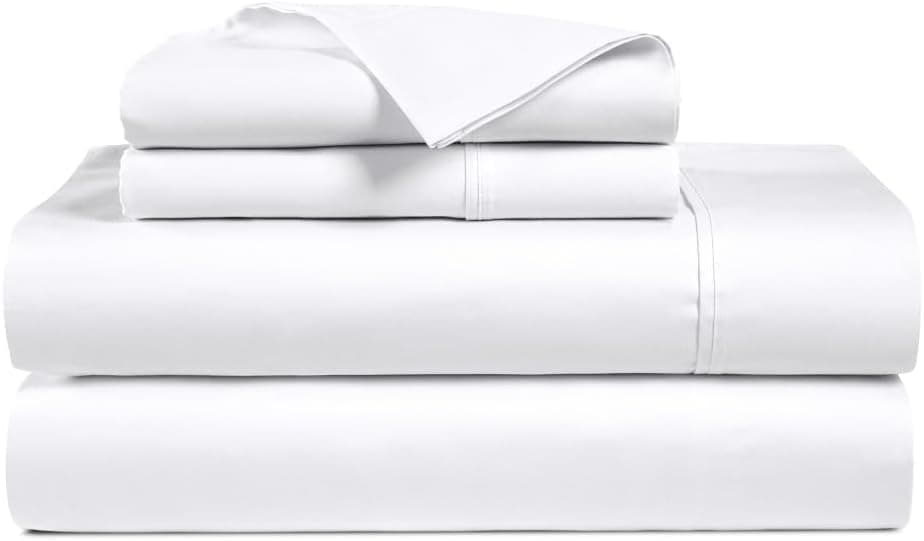 Bluemoon Homes Egyptian Cotton Sheets Twin - 4 Pc Sheet Set, 1000 Thread Count Bedding Set, Soft Luxury Sateen Cooling Sheet Set, Dorm Rooms & Adults, Twin Bed Sheets (White Sheets)