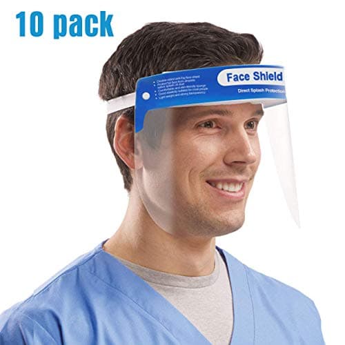 Reusable Safety Face Shield Adjustable Transparent Breathable Full Face Protective Visor Transparent 10 PCS