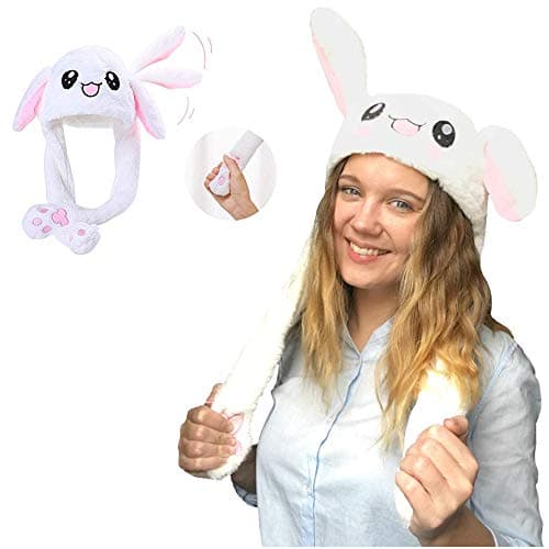 Ashley city Bunny Hat, Rabbit Ear hat, Plush Hat,TIK Tok Ear Movable Jumping Rabbit Ear Hat Funny Cute Stuffed Animals Toys