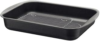 Brazil Graphite 34cm 4.9L Aluminum Deep Roasting Pan with Grill and Starflon Max PFOA Free Nonstick Interior and Exterior Coating