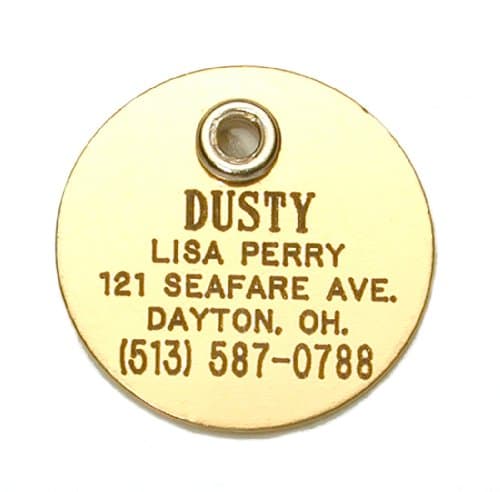 Round Shaped Double Sided Dog Cat Pet ID Tag Custom Engraved Brass 3 Sizes to Choose From (Message Seller with Engraving Information) by PetClassics