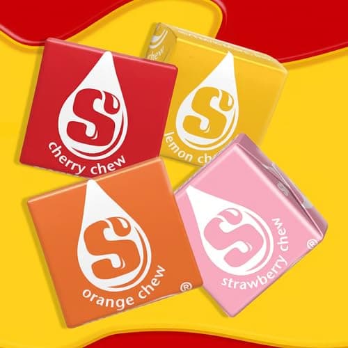 Strburst Original Fruit Chews 1 Pound Approx 90 Pieces - Bulk Candy Individually Wrapped- Orange, Strawberry, Cherry, Lemon