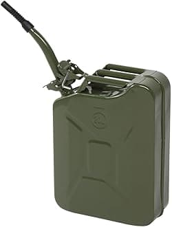 20L Fuel Oil Storage Can Metal Petrol Diesel Tank with Spout,Jerry Can Fuel Can Metal Petrol Can Water Container Cans Large Liquid Storage Canister For Diesel,Petrol,Oil & Water Container, Army Green