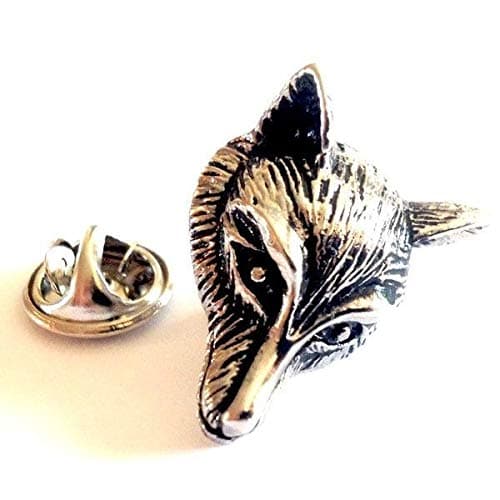 Pewter Fox Head Lapel Pin in Presentation Box by Cadogan Gifts