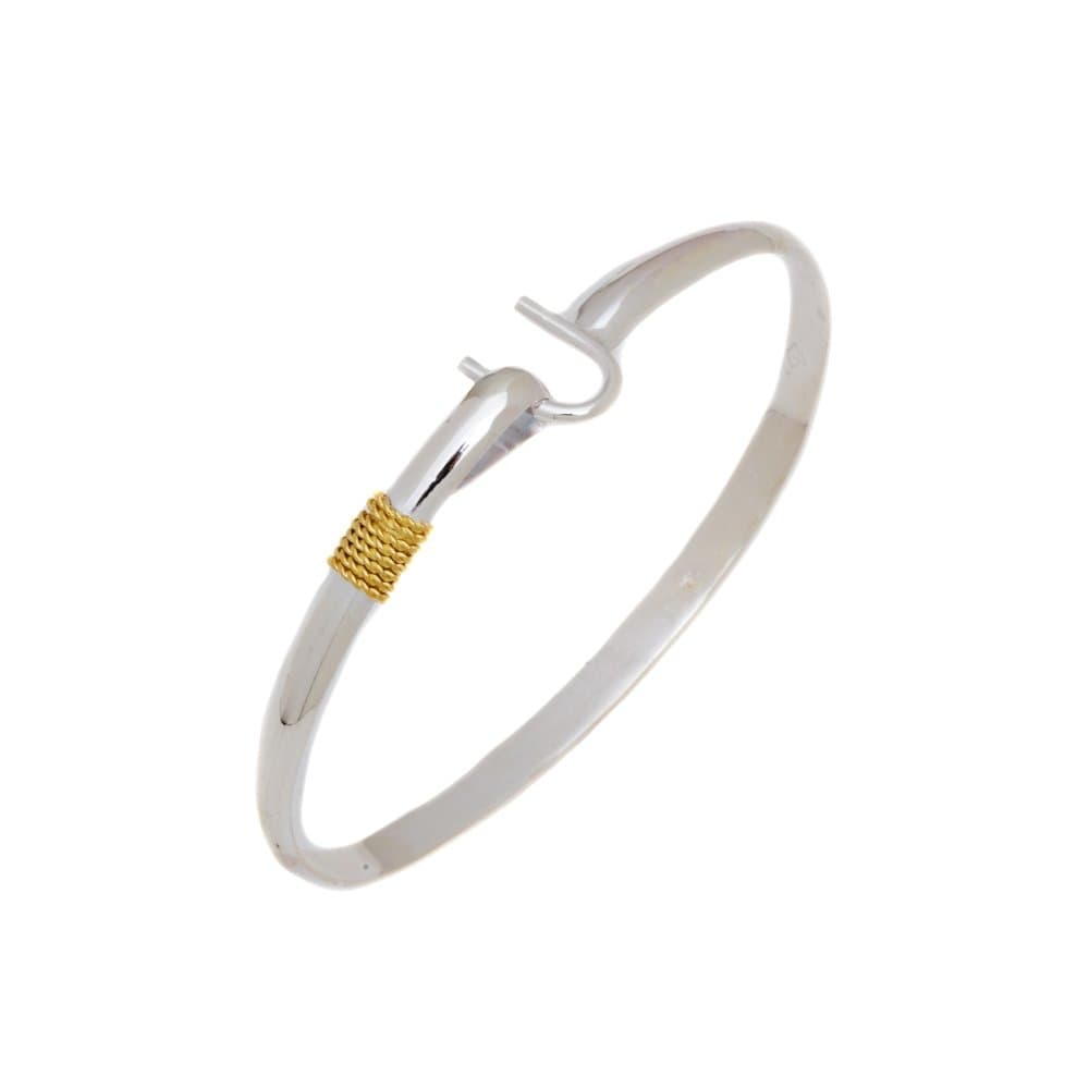 Sterling Silver Two Toned Lucky Horseshoe Bangle