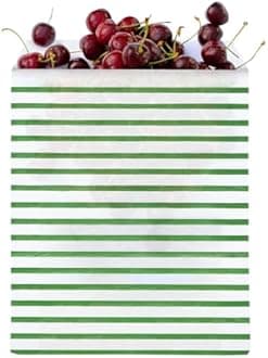 Lunchskins Sealable Paper Quart Bags, Green Stripe, 50 Count Box