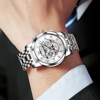 OLEVS Mens Automatic Watches Skeleton Mechanical Self Winding Luxury Fashion Dress Wrist Watch Luminous Waterproof