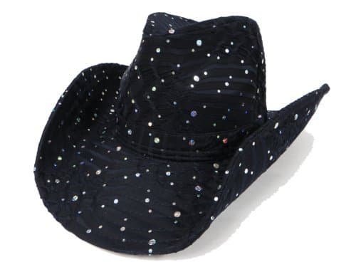 Glitter Sparkle Western Hats / Black Apparel