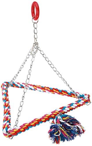 ParadiseLarge Cotton Triangle Bird Pet Swing, 2-Level, Indoor, Cage Mount, Climbing, Swinging