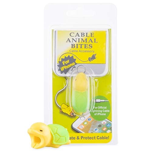Animal Bite Cable Protector Buddies: Animal Bites for Charging Cords - Silicone Charger Protector Covers for Cell Phone Cords - Cable Buddy Compatible with iPhone Lightning Chargers - Turtle