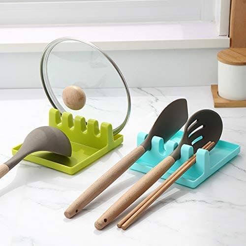 1Pc Multifunction Kitchen Cooking Utensil Stand Holder Pot Clips Support Spoon Stove Organizer Tool Pan Cover Lid Rack(Multi Color)