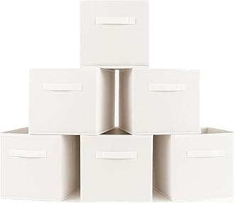 Clay Roberts Storage Cubes, Storage Boxes, Pack of 6, White, Fabric Basket Set for Storage Units, 25cm x 25cm x 25cm, White Baskets, Boxes, Box, Unit Cubes