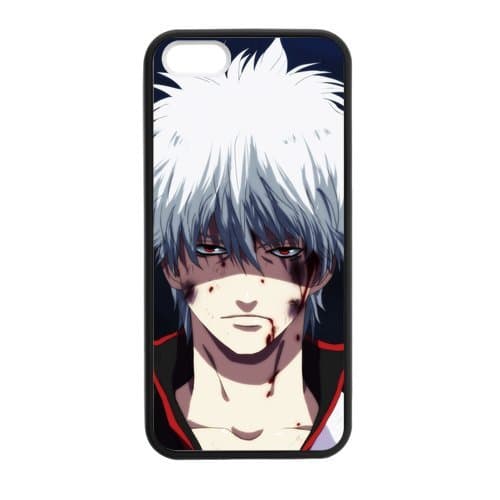 Custom Anime Gin Tama Sakata Gintoki Cool Black Case for iPhone 5 iphone 5S(Laser Technology)