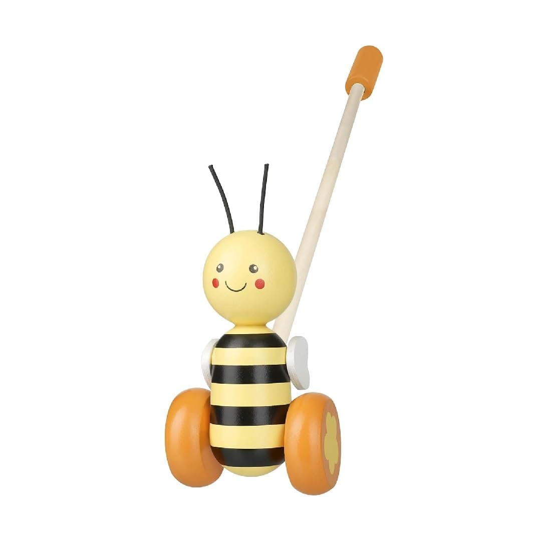 Honey Bee Push Along Toy - Animal Push and Pull Along Toys for 1 Year Olds, Wooden Toys - Toddler Toys, 1st Gifts For Boy and Girl - Early Development & Activity Toys by Orange Tree Toys (OTT02220)