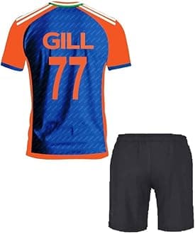 India Jersey Gill T20 Cricket Jersey Tshirt With Shorts (Kids,BoysMen)