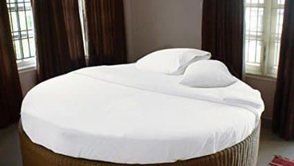 1000 TC White Color Round Bed Sheet Sets 4 Pieces 100% Cotton 84"/96" Diameter Solid (84 Inch Diameter)