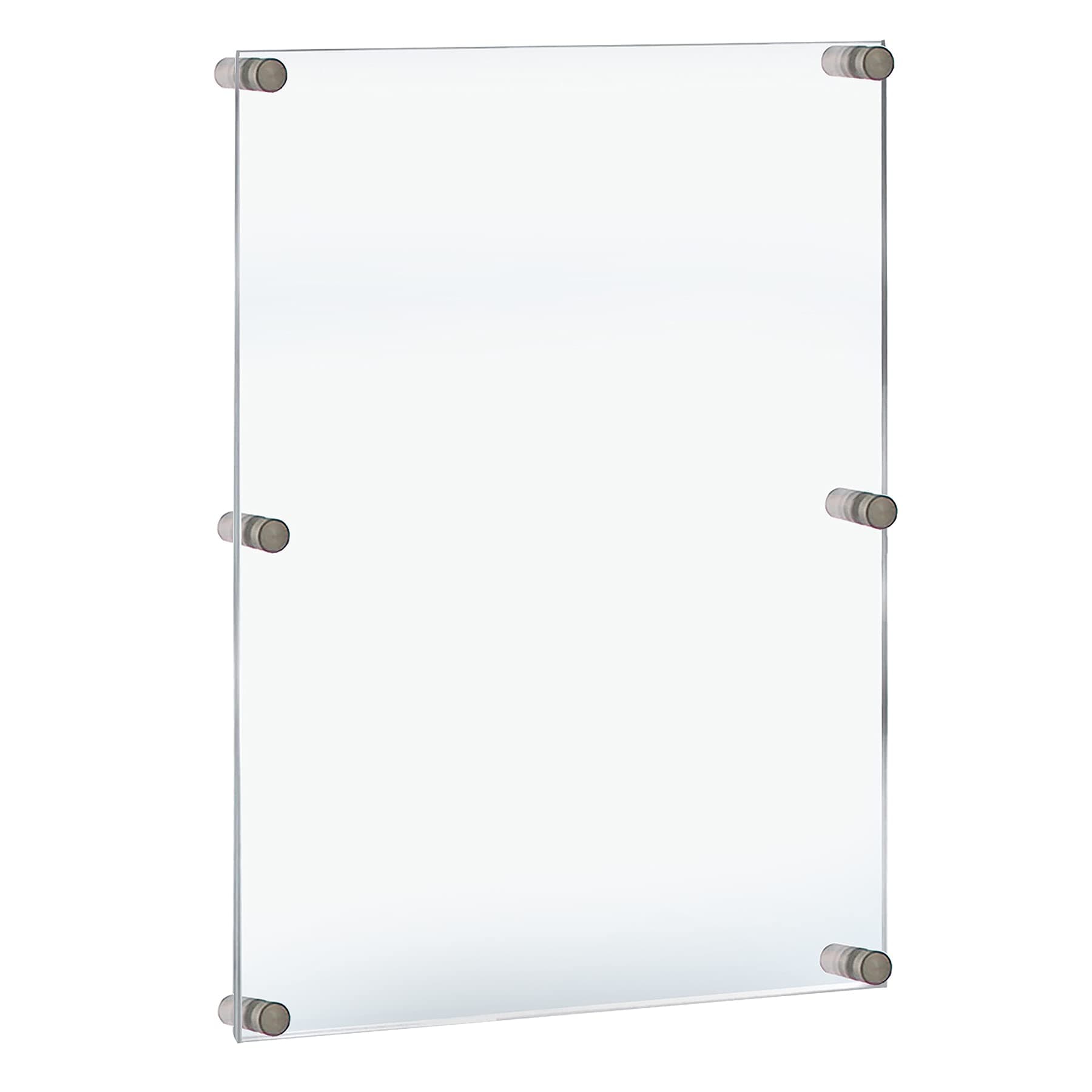 105536, Floating Acrylic Wall Frame with Silver Hardware Stand Off Caps, Clear Hanging Photo Frame Display Mount with Frameless Border, Glass-Like Frame for Large Prints, 24" x 36"