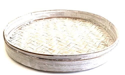 Oma Hand Crafted Bamboo Tray Round Serving Platter Fruit Basket - OMA FEDERAL (TM) BRAND