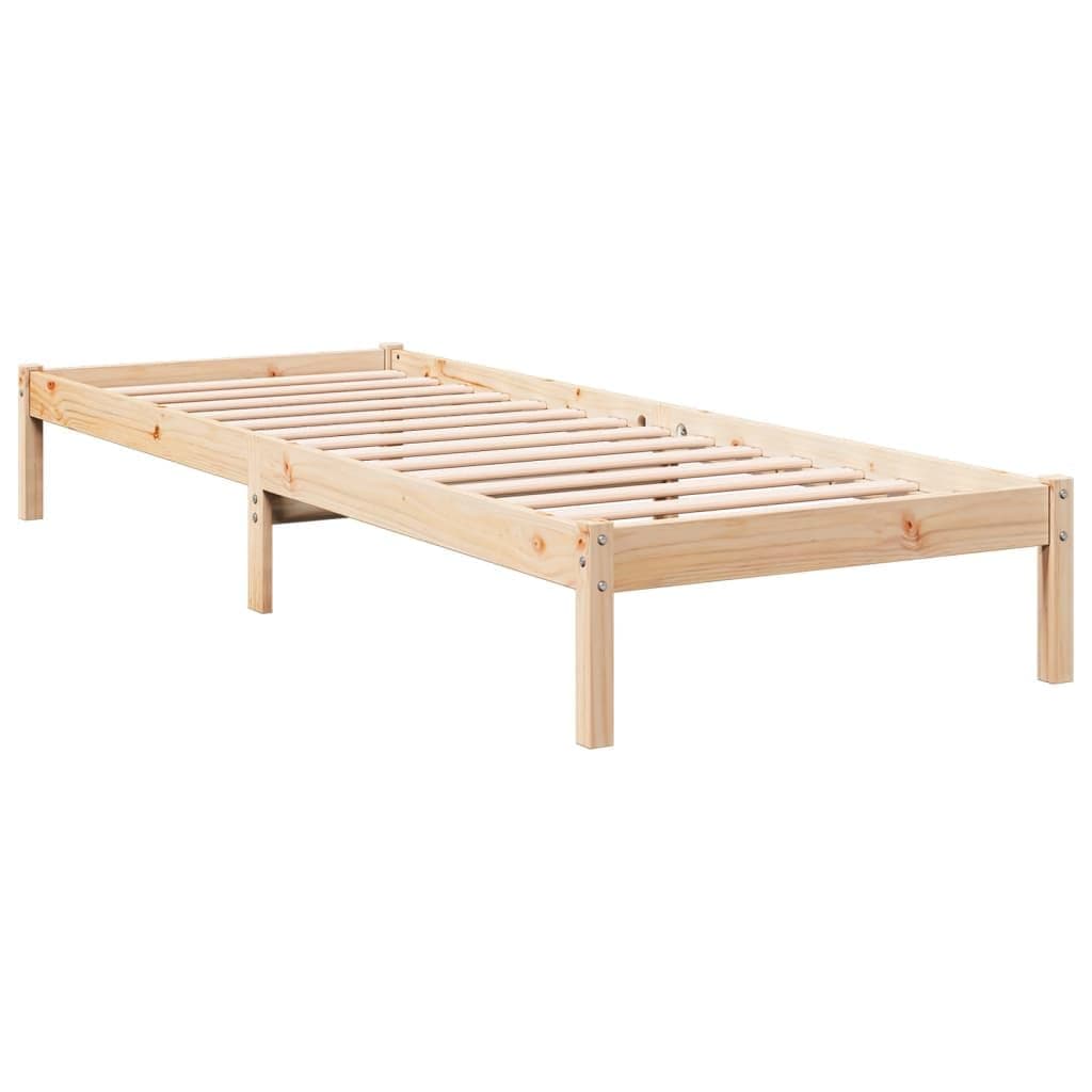 vidaXL Extra Long Bed Frame - Solid Pine Wood - 90x220 cm - Brown, ic, Single Bed Frame for Bedroom