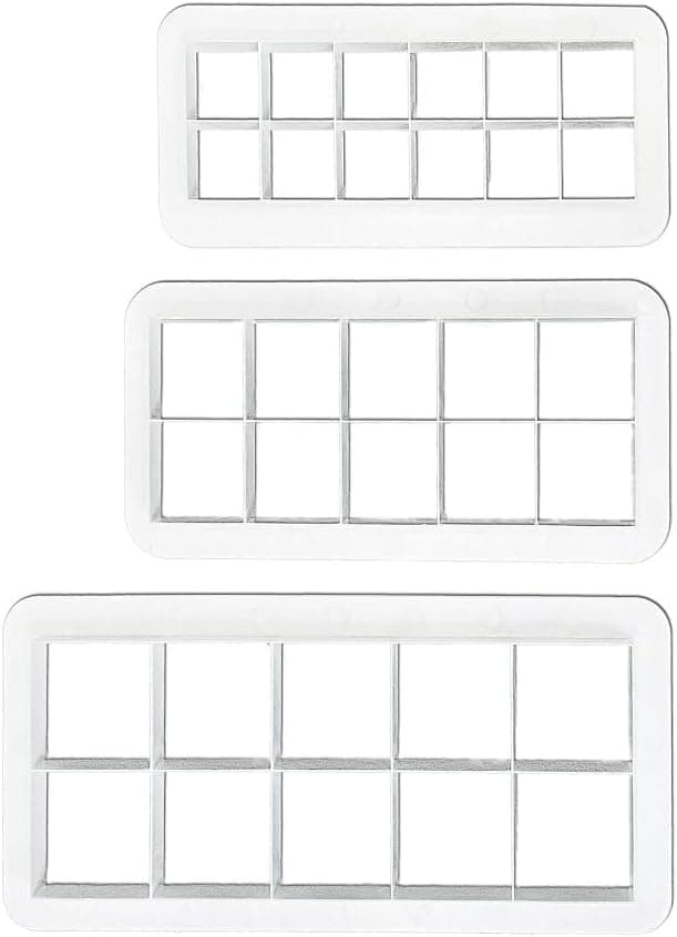3Pcs White Square Cookie Cutter Set - Geometric Baking Tools for Biscuit, Cake and Fondant | Multi-Size Stainless Steel Cutters Baking Supplies, Cake Decorating Accessories