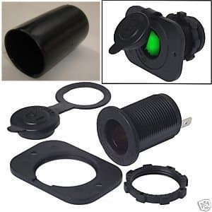 12vtechnology Accessory Lighter Socket Power Outlet 12 Volt Marine Motorcycle W Green LED & Boot