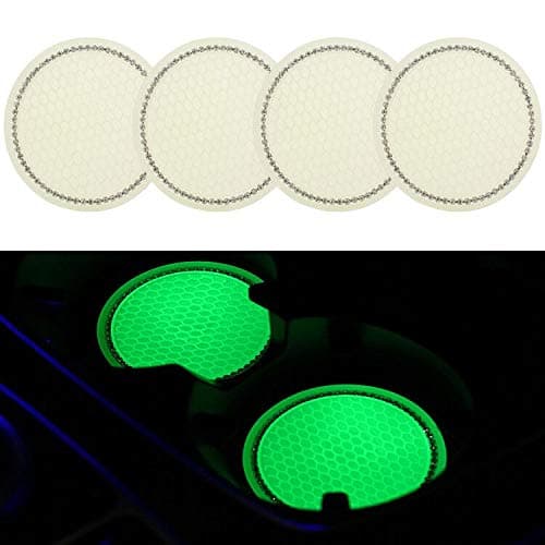 WedFeir Bling Luminescent Auto Cup Holder Insert Coaster, 2.75 inch Silicone Anti Slip Crystal Rhinestone Car Coaster Car Interior Accessories, Cup Pad Mat Leak-Proof Car Accessories.