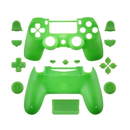 Matte Controller Case Collection Full Housing Shell + Full Buttons for PS4 PlayStation Slim Pro (JDM-040) Controller (Green)