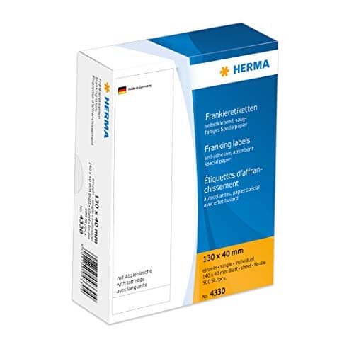 HERMA130 x 40 mm Franking Labels with Tab Edge (Pack of 500)