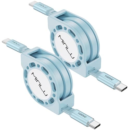 Minlu 100W USB C Cable, PD3.0 5A Retractable Fast Charging Cable, USB C to USB C Cable for iP16 15 MacBook Pro iPad Air Samsung S23 S22 S21 Ultra Pixel 7 6 Switch PS5, 2Pack 4Ft