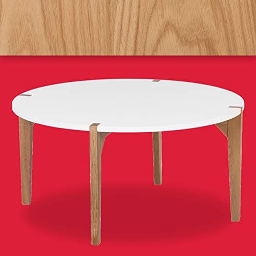 Abacus, Round Coffee Table, Oak and White