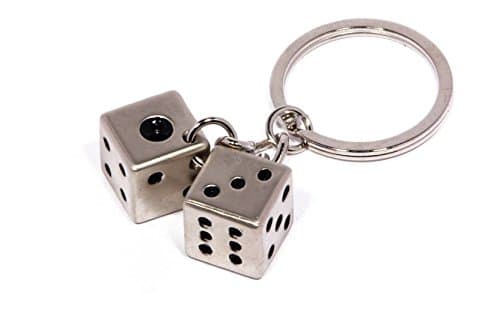 Cute Creative Metal Double Dice Key-chain Silver Originality Gift