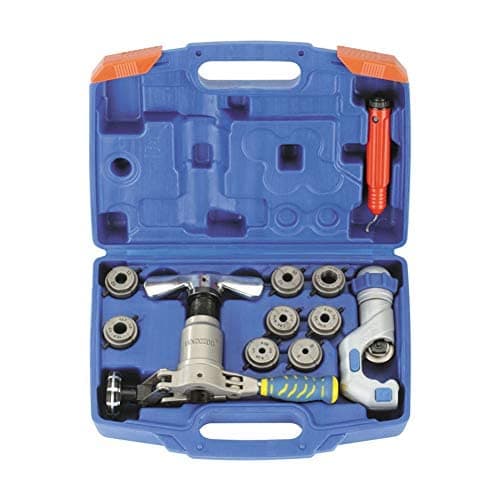 Flaring Tools Kit Eccenteic 45-Degree Cone Tubing Flaring Tool Set Includes Tube Cutter Deburring tool HVAC Refrigeration Tools for Copper Pipe Flaring 1/4-3/4 Inch O.D.Tubing