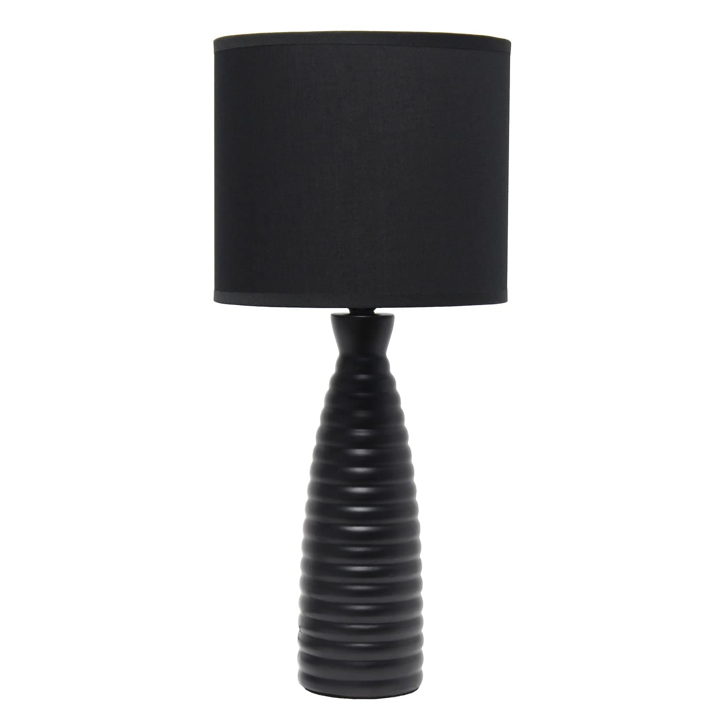 LT2076-BLK Alsace Ceramic Ribbed Bottle Table Lamp, Black