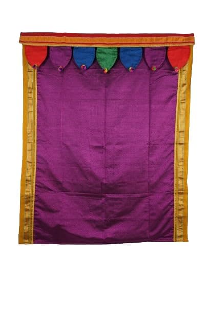 Unleashed Khun Ganpati Backdrop Cloth with Multicolor Torana Attached. for All Festivals, Ganeshji Utsav, Home Decoration. 3 Ft Width * 4 Ft Length/Height (Magenta)