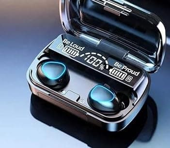 M10 TWS Bluetooth Earbuds with LED Display, Bluetooth 5.1 Stereo Built-in Mic | IPX7 Waterproof Bluetooth Headset | Deep Bass in-Ear Headphone (Black, True Wireless)