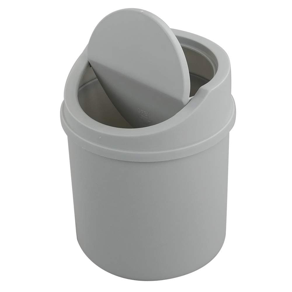 Plastic Desktop Mini Trash Can with Swing Lid, Grey