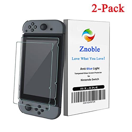 Nintendo Switch Screen Protector Tempered Glass /2 Pack/ Znoble Anti Blue Light [Eye Protection]9H Hardness/Premium Slim/Anti-Fingerprint/HD Screen Protector Glass for Nintendo Switch 2017
