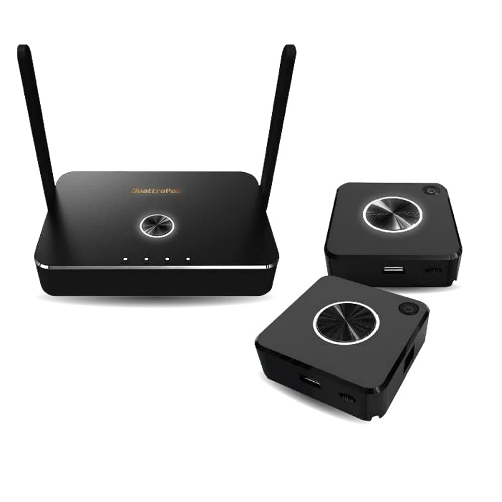 QuattroPod | 5G WiFi Wireless Presentation Facility HDMI Transmitter & Receiver for Streaming 4K from Laptop, PC, Smartphone to HDTV/Projector