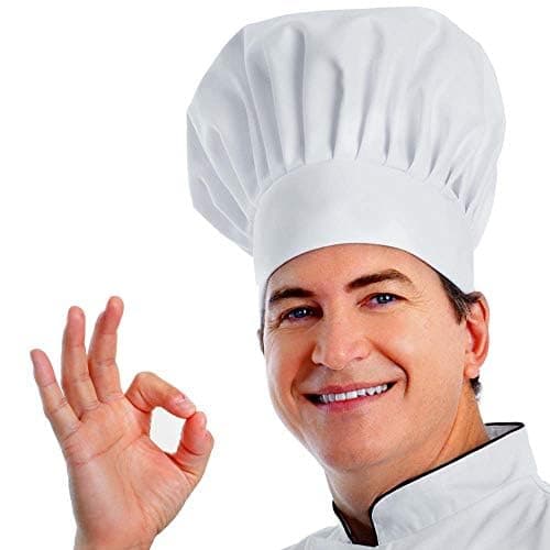 Chef Hat, 2PCS Adult Adjustable Elastic Baker Kitchen Cooking Chef Cap, White